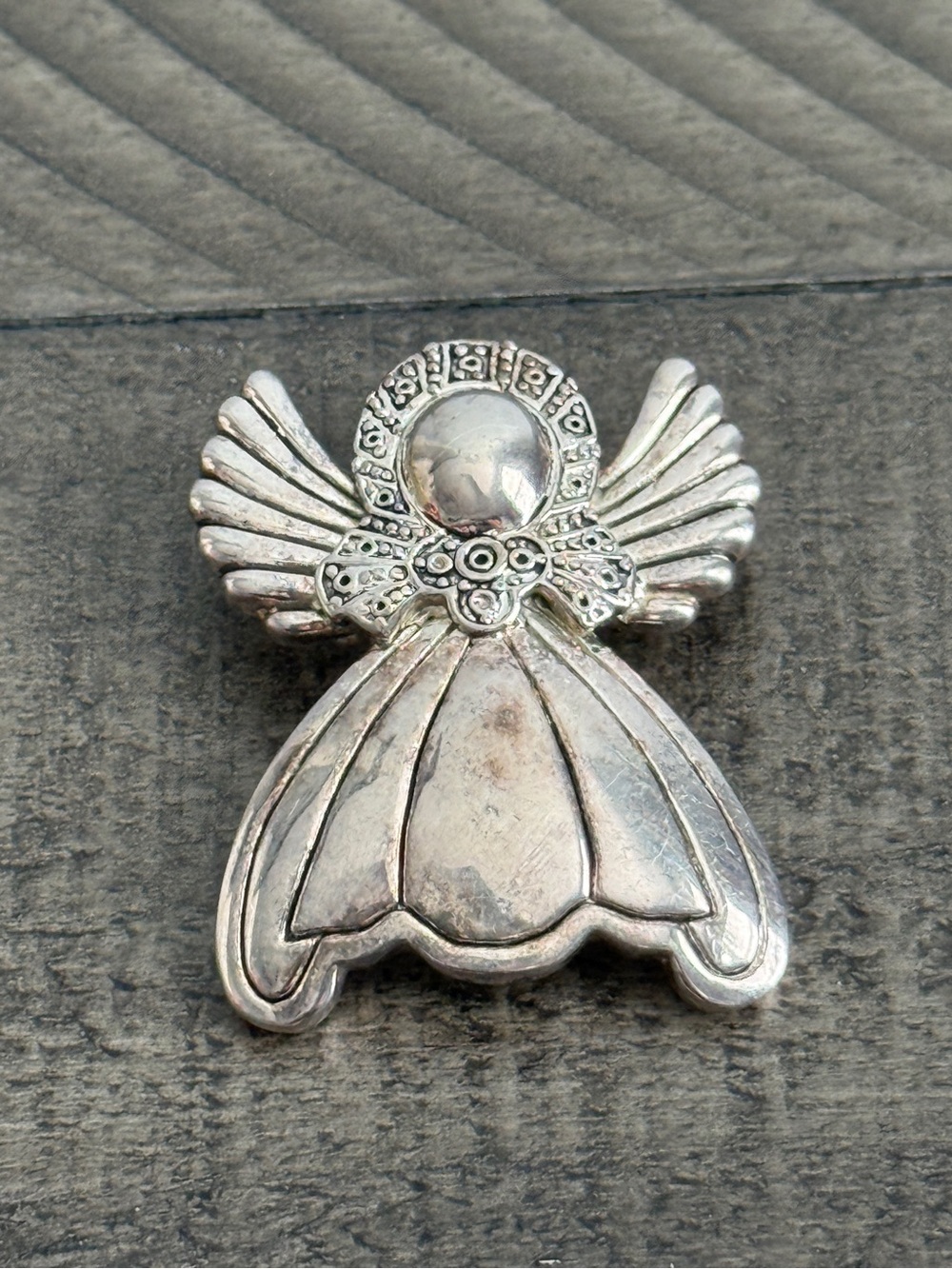 Vintage Marie Jennifer MJ Angel Pendant Brooch Silver-Toned